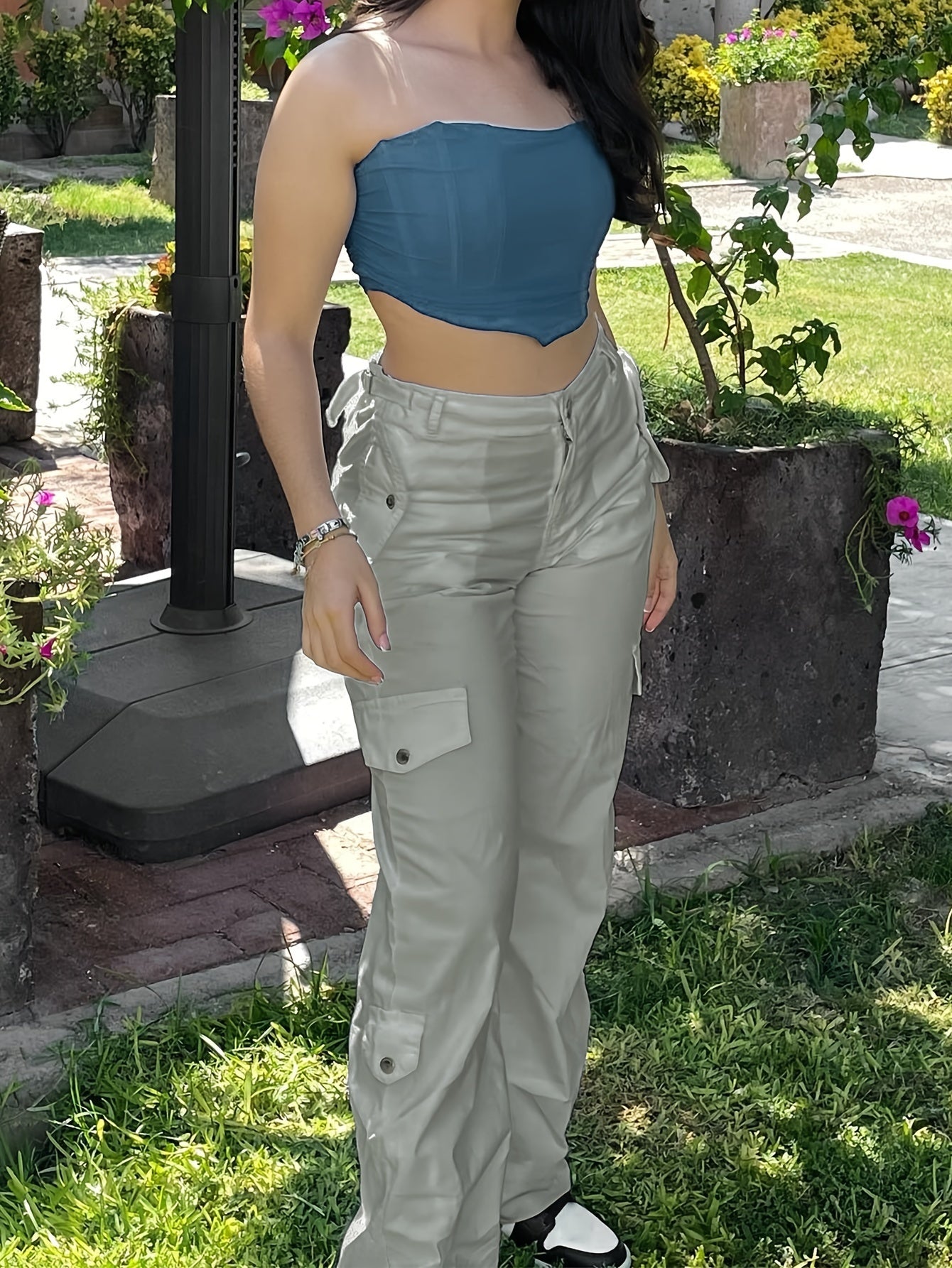 Solid Straight Pants Stretch Sports Trouser Women's Activewear