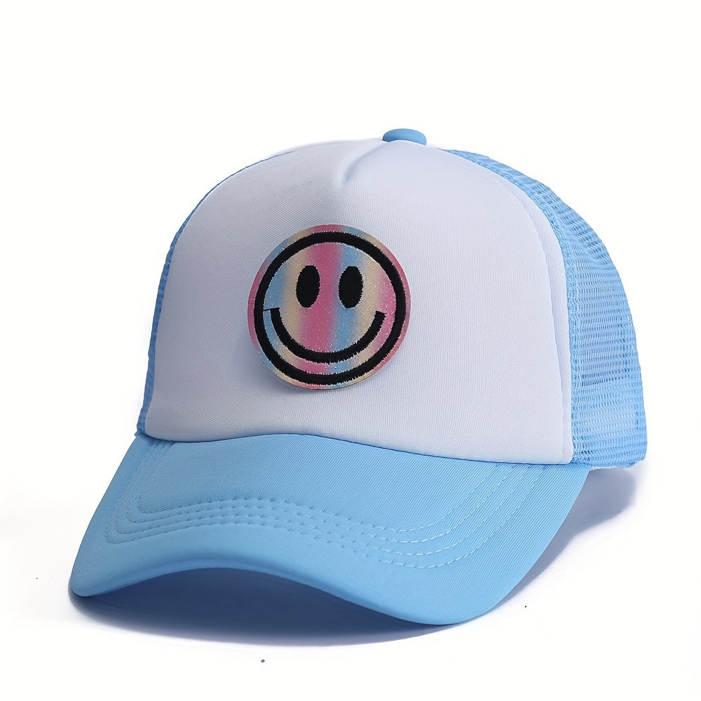 Men's Laser Happy Face Labeling Sponge Adjustable Baseball Cap