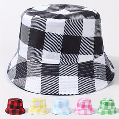 Chessboard Pattern Reversible Bucket Hat Unisex Fisherman Cap