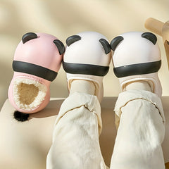 Cartoon Panda Plus Fleece House Shoes For Boys And Girls