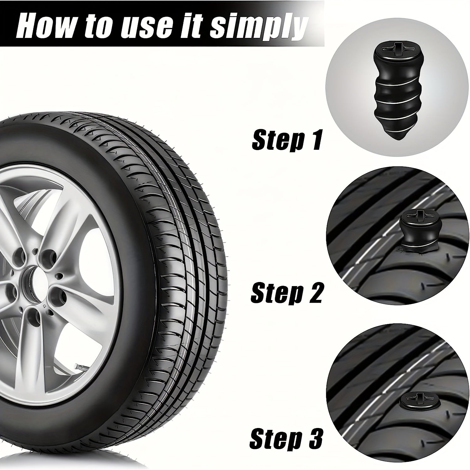 50pcs Tire Repair Rubber Nail Self Service Car Tire Repair Nail