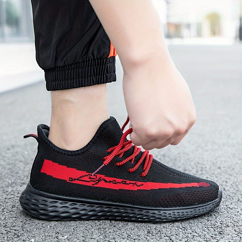  Men's Woven Knit Breathable Sneakers Non Slip Soft Sole Shoes
