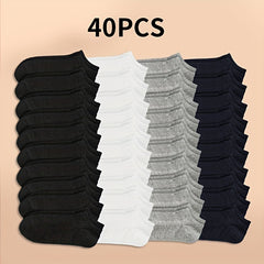 20 40 Pairs Solid Ankle Socks Soft & Lightweight Women's Stockings