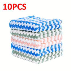 10pcs Damaskeen Wash Cloths Coral Fleece Microfiber Dish Towels