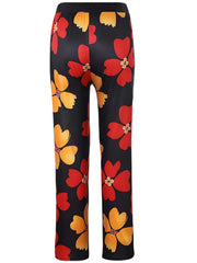 Boho Floral Print Loose Straight Pants Elastic High Waist