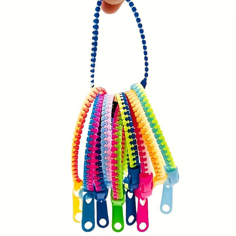 Zipper Bracelets Sensory Toys Bulk Set Neon Colors Kit - 10pcs