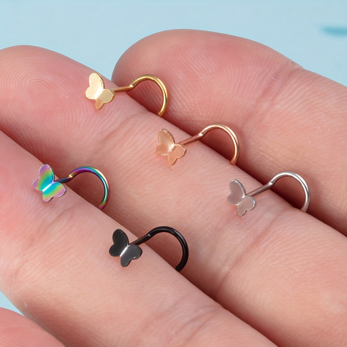 Mini Butterfly Nose Rings Stud Earrings Piercing Nariz Bone Studs