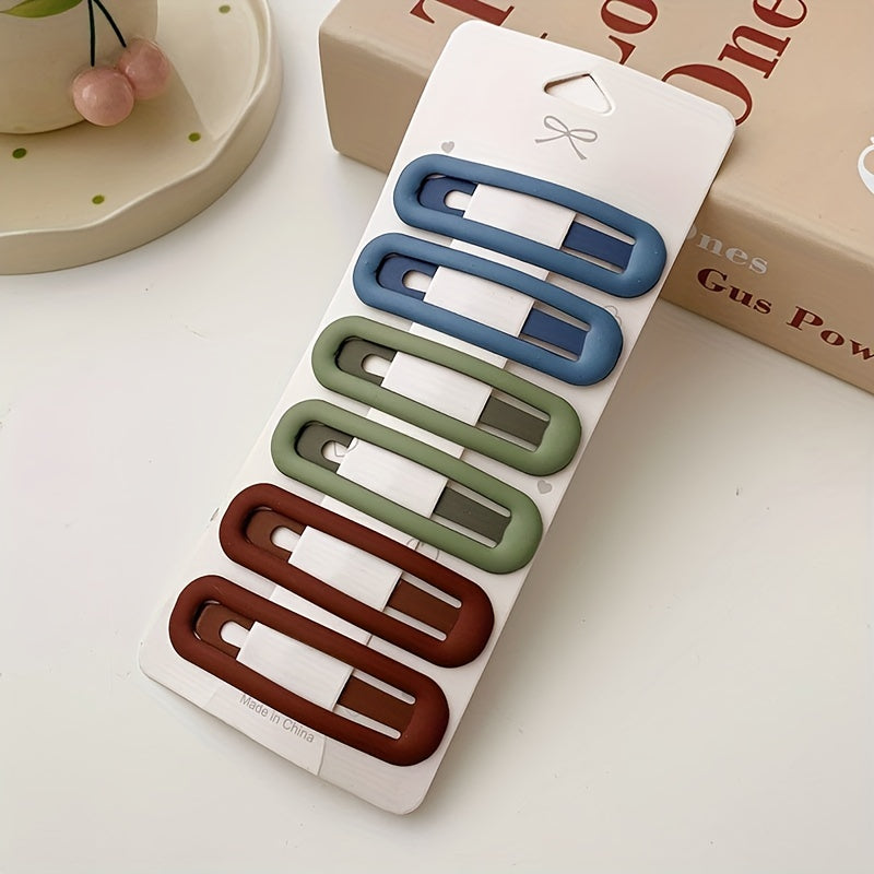 6pcs Solid Hair Clip Female Side Clip Bangs Clip Back Head Non slip Clip