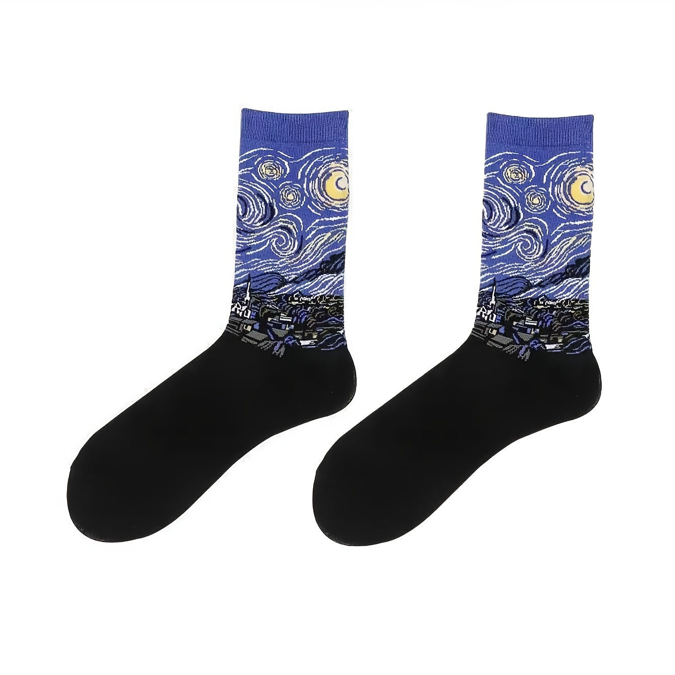Retro Painting Pattern Mid-calf Socks, Unisex, Spring/Autumn