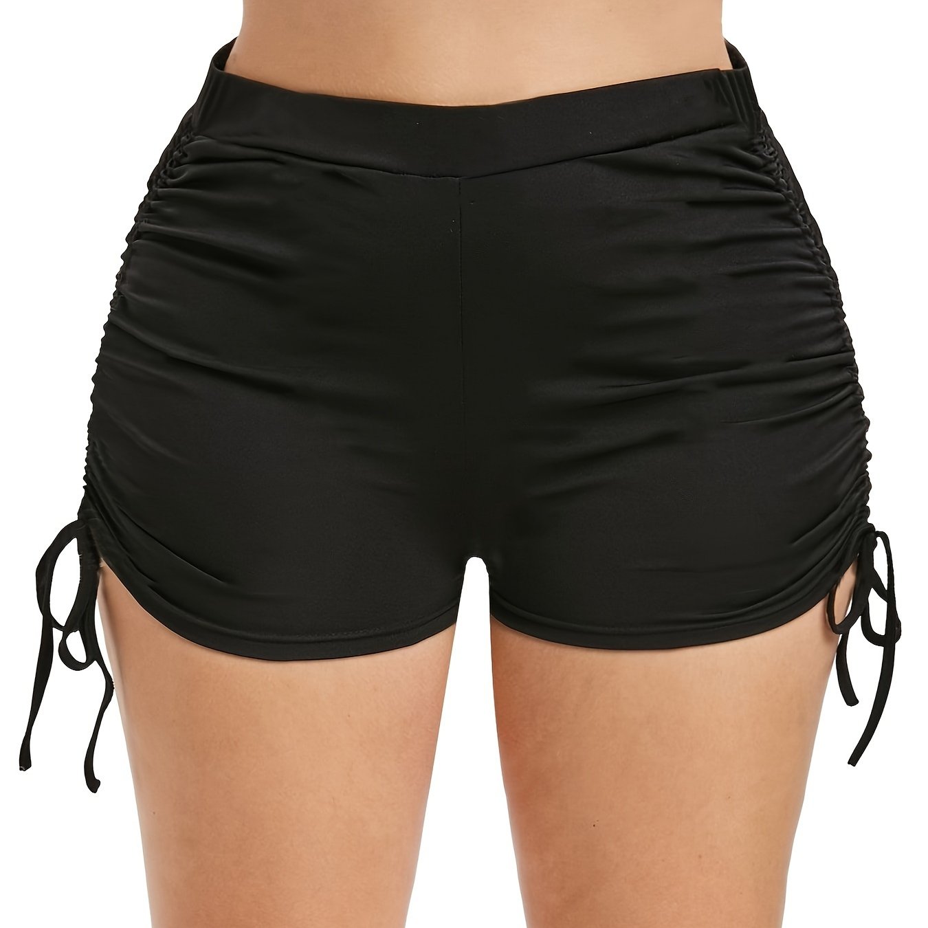  Lace Up Side Ruched Stretch Shorts