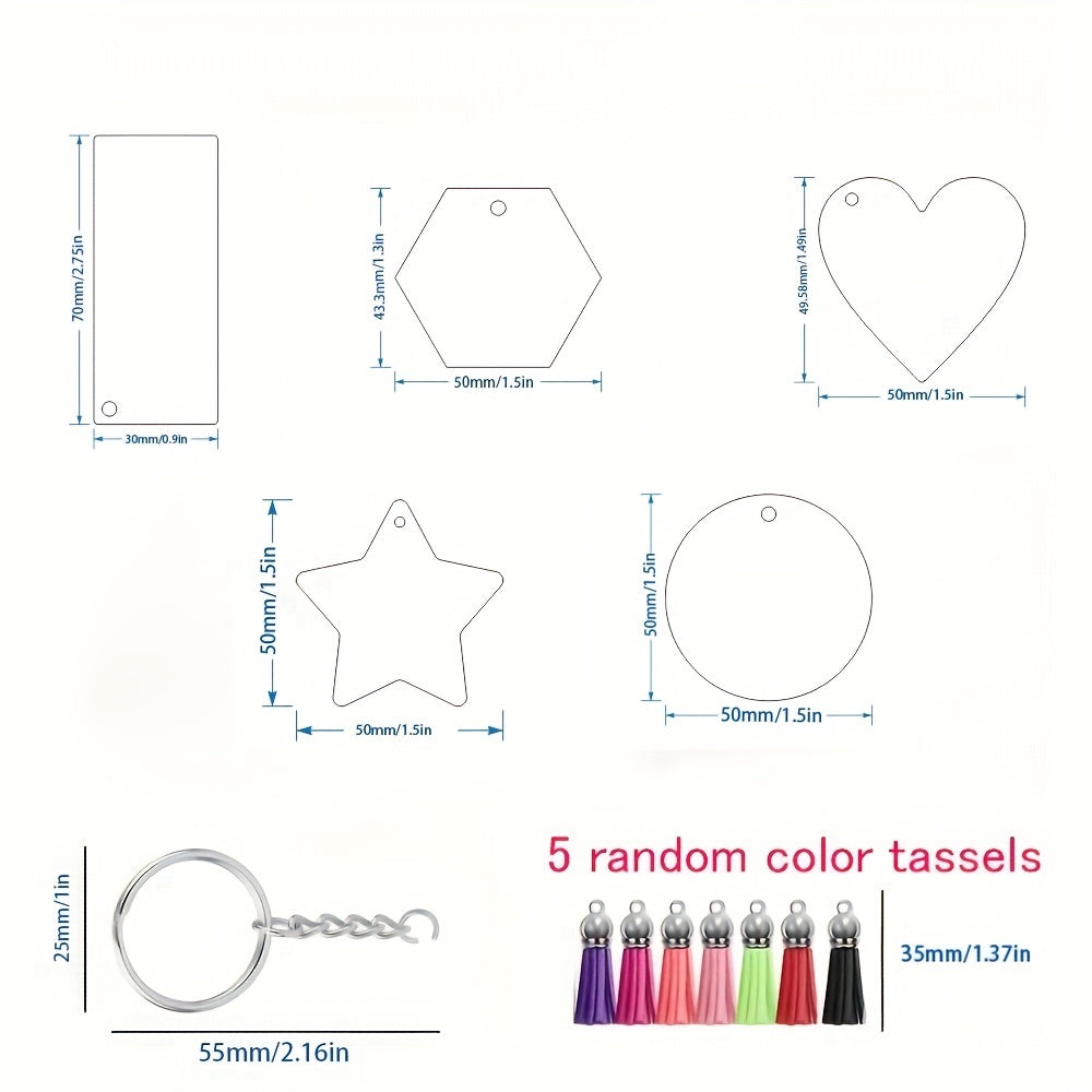 25Pcs Sublimation Acrylic Blanks Keychains DIY Crafts Decoration