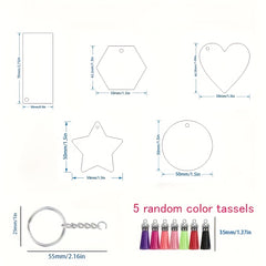 25Pcs Sublimation Acrylic Blanks Keychains DIY Crafts Decoration