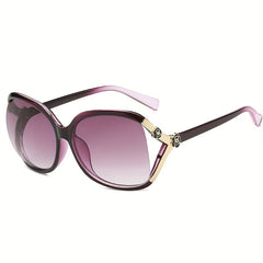 Oversized Round Sunglasses Gradient Lens Flower Decor UV400