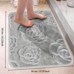 Rose Flower Patterned Bathroom Bath Mat Non-slip Carpet Memory Foam Mat 40