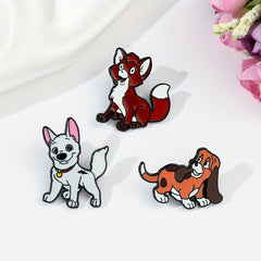 Men's Animal Brooches - Fashionable Dog & Fox Enamel Pins