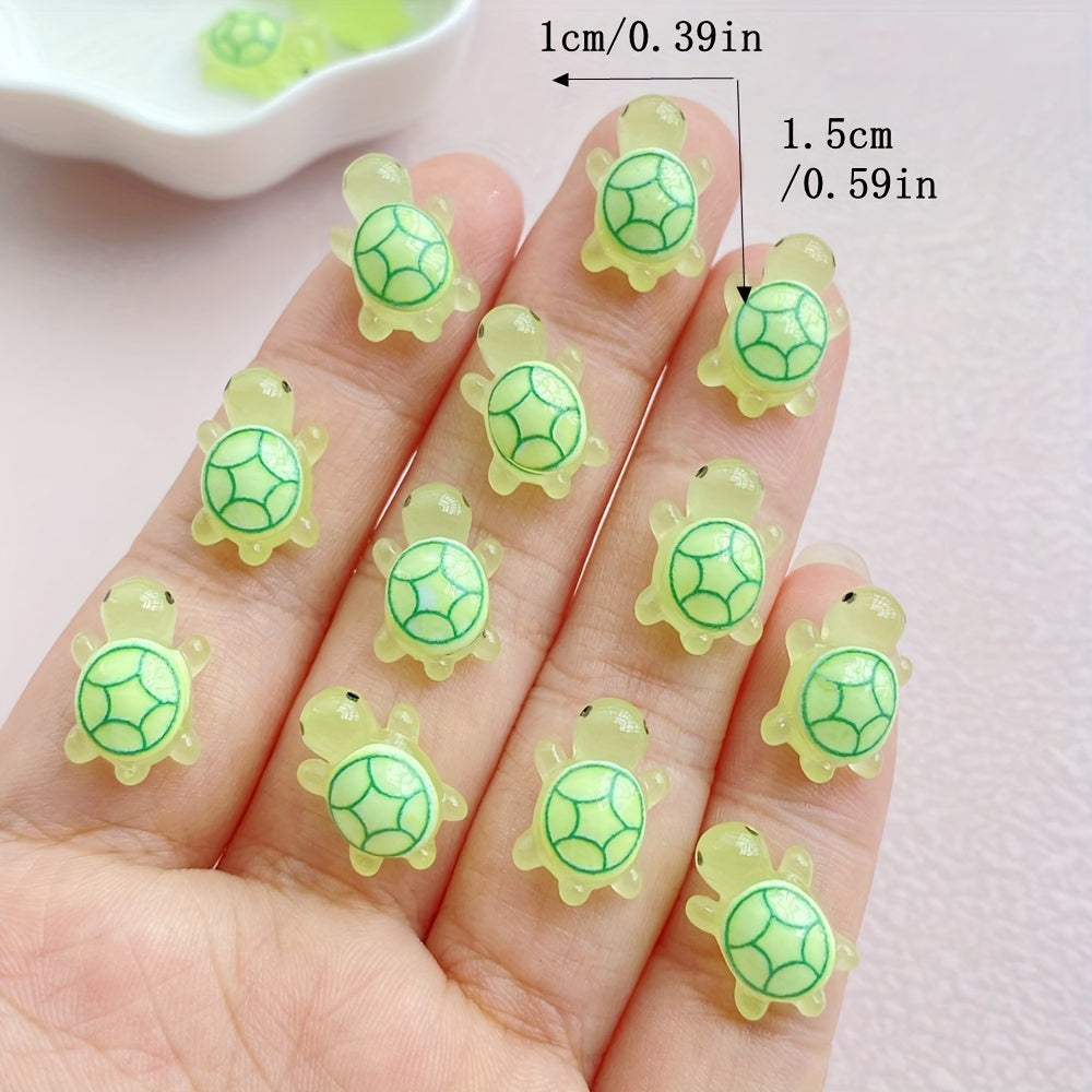 20pcs Glow in the Dark Turtle Figurines Colorful Resin Miniatures