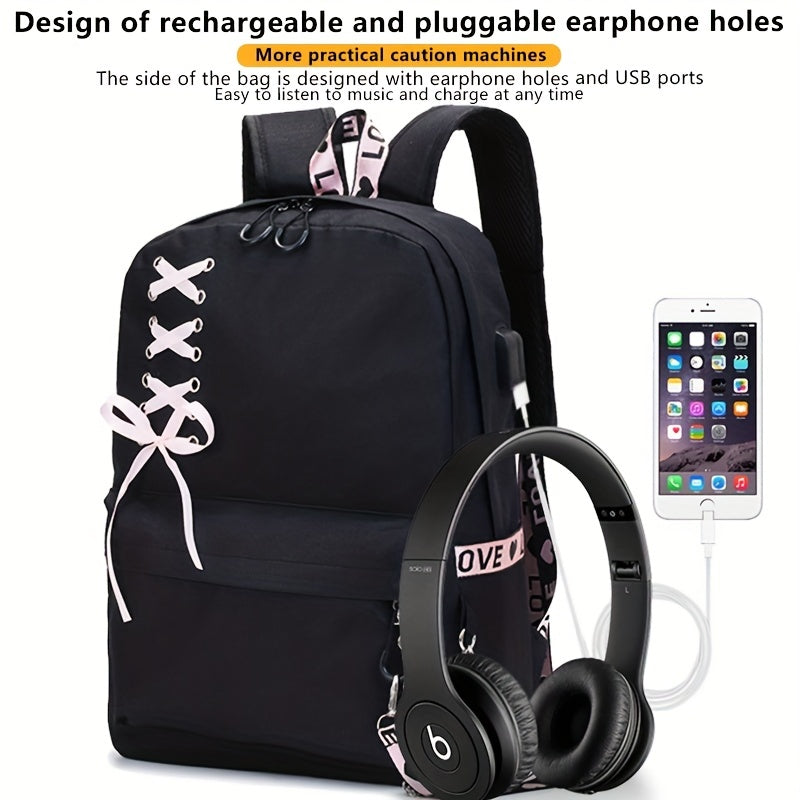 Large Capacity Canvas Travel Backpack with USB Charging Port