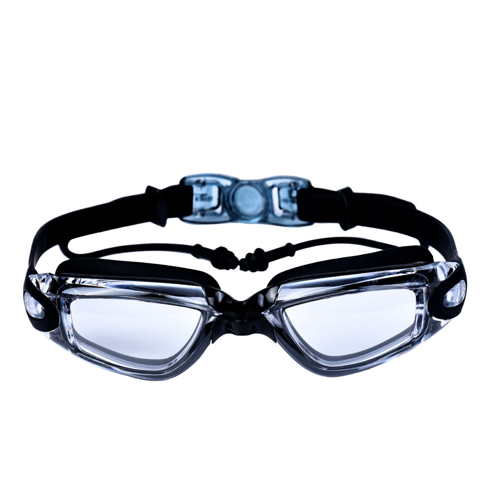HD Waterproof Swim Goggles w/ Earplugs Ideal for Myopia & Transparent Swimming