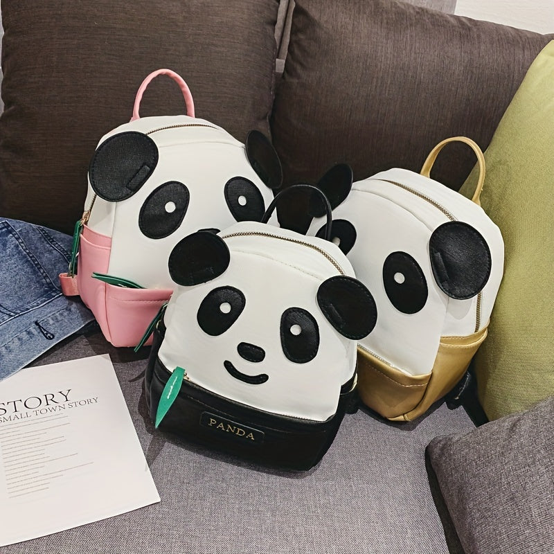 Panda Bamboo Leaf Leather Backpack for Kids