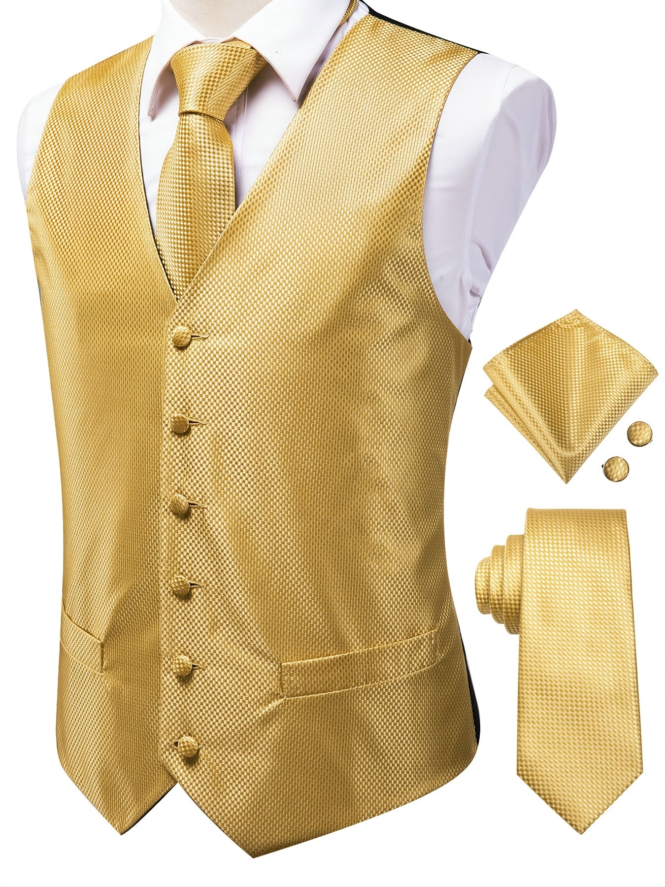 Men's Vintage Fit Sleeveless Vest Set Formal Suit Waistcoat