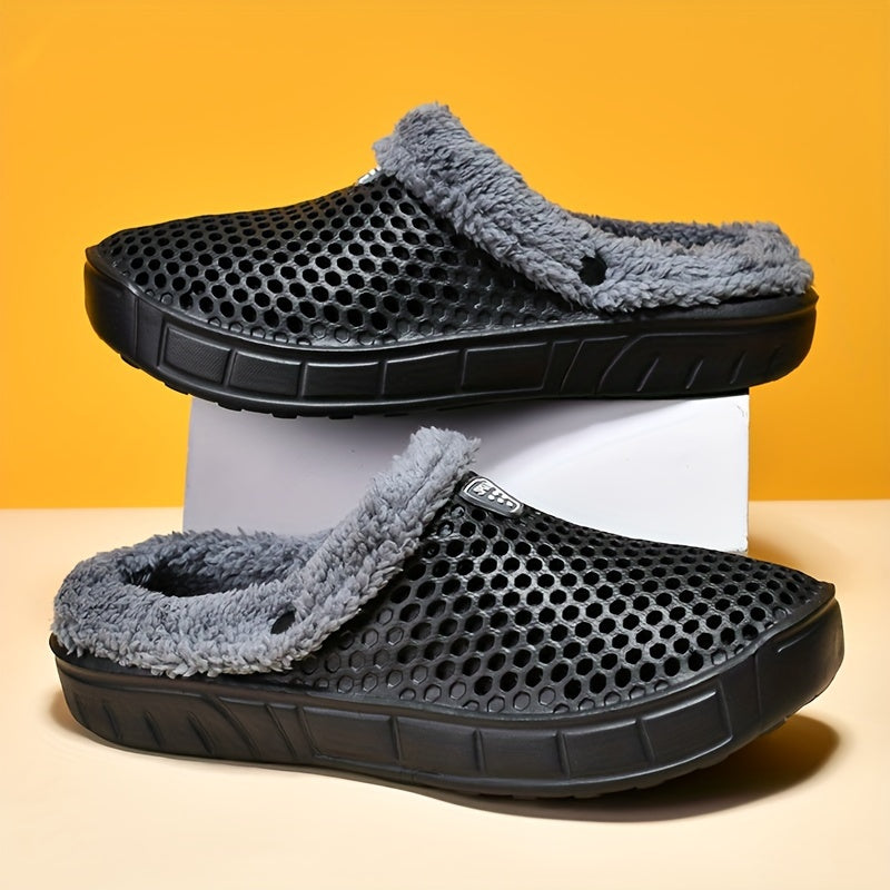 Men's Plush Lined Non Slip Clogs for Home Wear