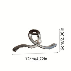 Wave Faux Pearl Hair Claw Metal Accessory