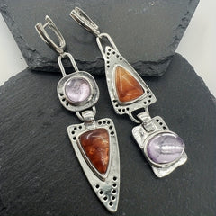 Geometric Metal Drop Earrings Synthetic Gems Bohemian Jewelry