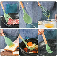 14pcs Non Stick Silicone Utensil Set with Storage Bucket Holder