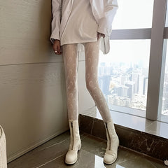 Moon Pattern Fishnet Tights High Waist Pantyhose Women's Stockings
