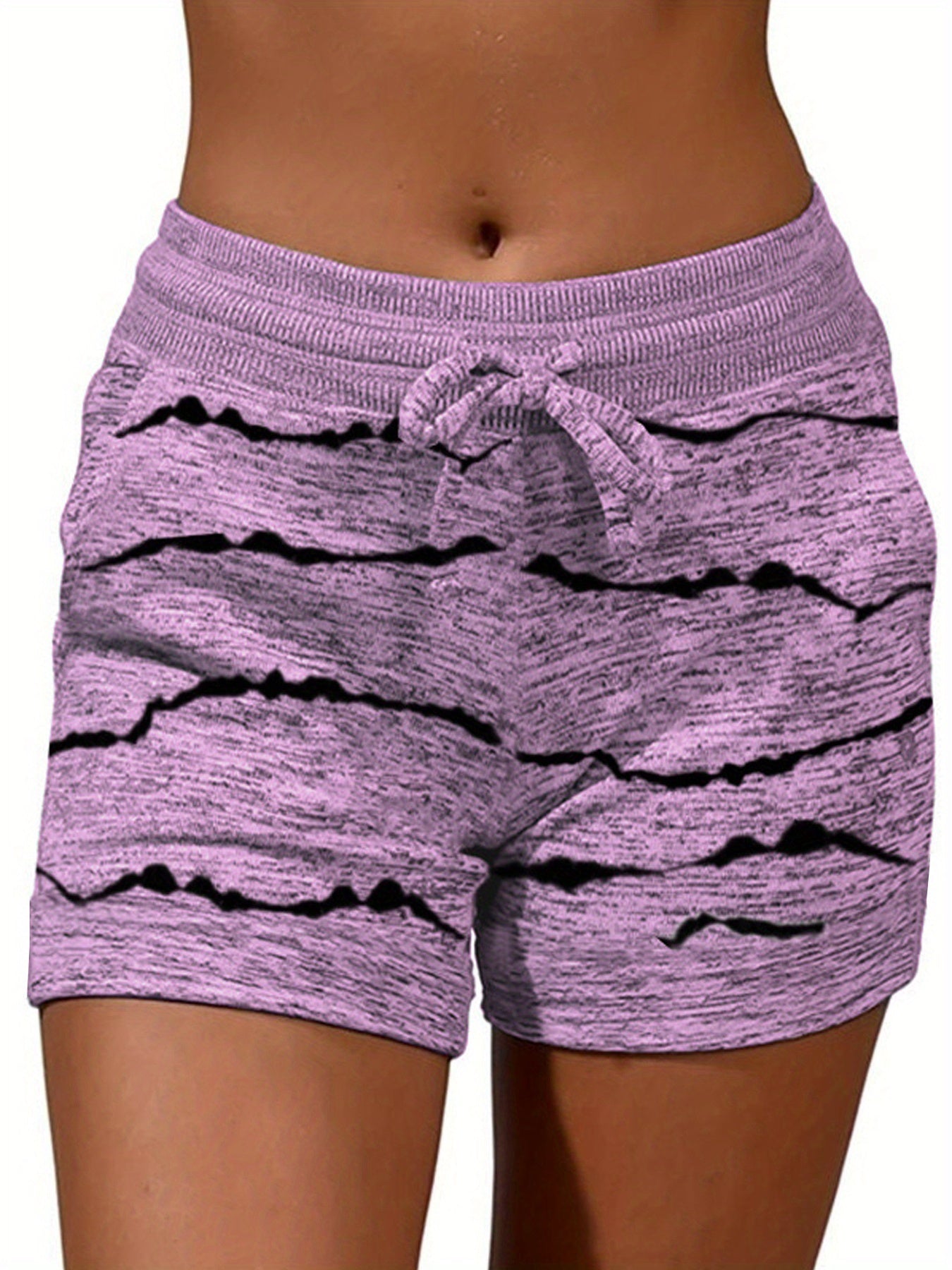  Colorblock Stripe Print Skinny Stretch Leggings Shorts