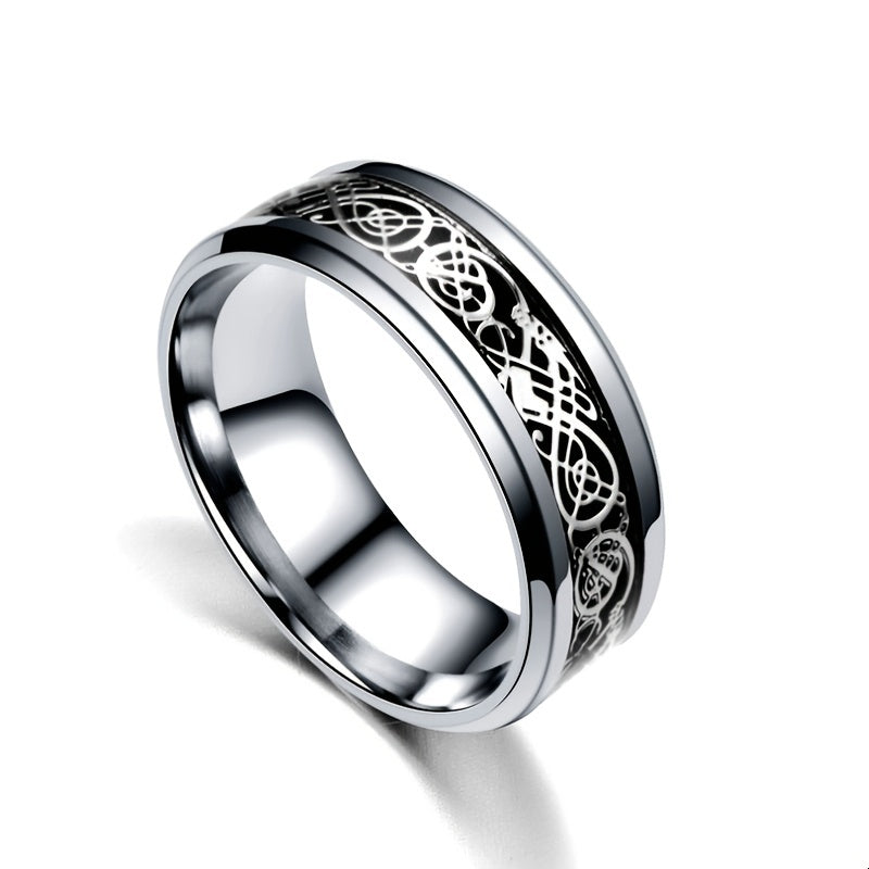 Dragon Pattern Titanium Steel Rings for Couples