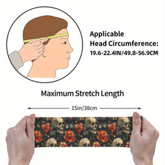 Gothic Mushroom Forest Headband Red Orange Skull Floral Sport Headband
