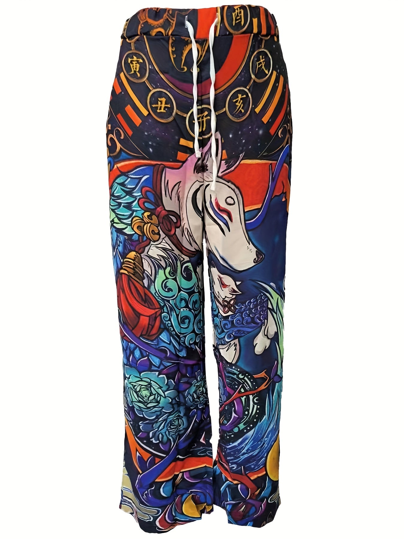 Skull Pattern Wide Leg Pants Men s Street Style Casual Allover Print