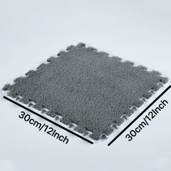 12pcs Plush Puzzle Foam Floor Mat Interlocking Soft Climbing Carpet