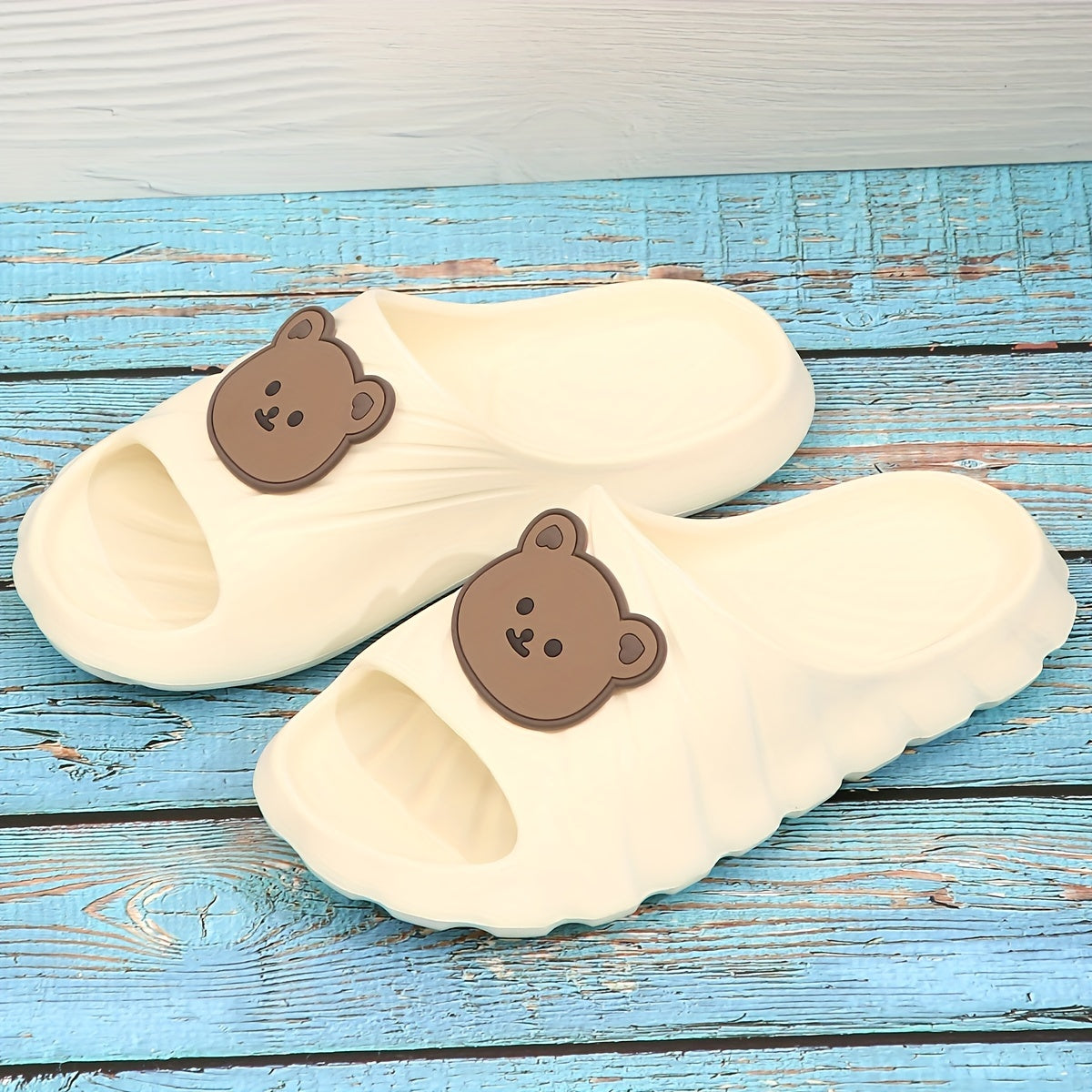 Women's Bear Decor Slides Summer Shower Shoes