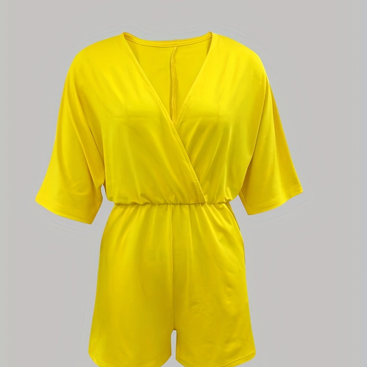 Short Sleeve Romper Jumpsuit Drawstring Waist Casual