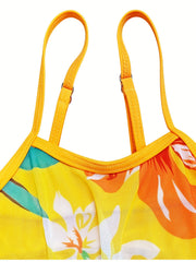 Girls Flower Graphic Bikini Swimsuit Set Kids Beach Clothes Bathing Suits