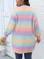  Rainbow Ombre Print Knit Cardigan