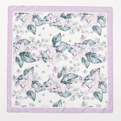 Leaf Print Light Purple Bandana Casual Square Scarf Neckerchief Women