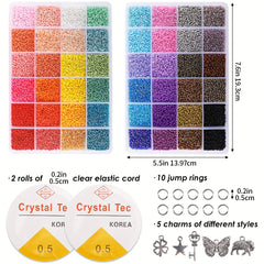 44000pcs 2mm 48 Colors Seed Beads + Storage Boxes for DIY Jewelry Making