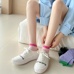 4 Pairs Colorblock Crew Socks Women's Stockings & Hosiery