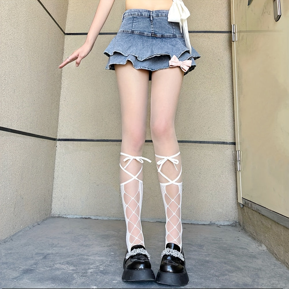 Strappy Calf Socks Cut Out Knee High Stockings