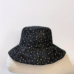 Mesh Lace Flower Embroidery Fisherman Hat for Women