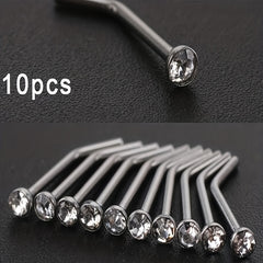 10pcs Stainless Steel 1.8mm Curved Nose Nail Ring Body Jewelry for Men