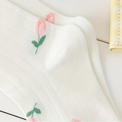 5 Pairs Floral & Bunny Print Women's Stockings