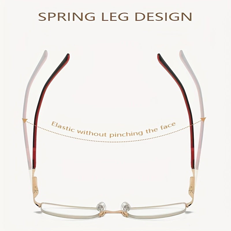 Anti Light Anti UV Semi Rimless Stainless Steel Business Glasses Reader Glasses