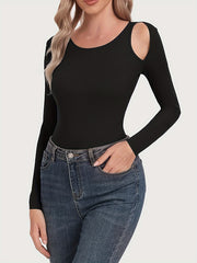 Ribbed Shaping Bodysuit Long Sleeve Tummy Control Slimmer Body Shaper