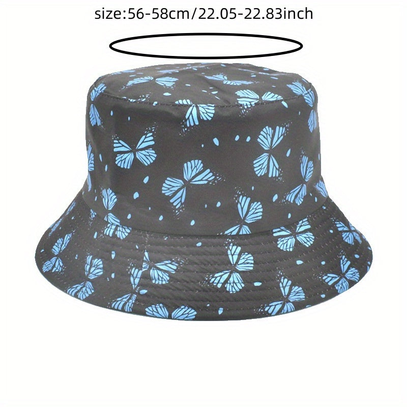Colorful Butterfly Print Bucket Hat for Women Men