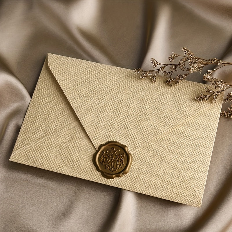2pcs Linen Textured Paper Envelope Greeting Card Set