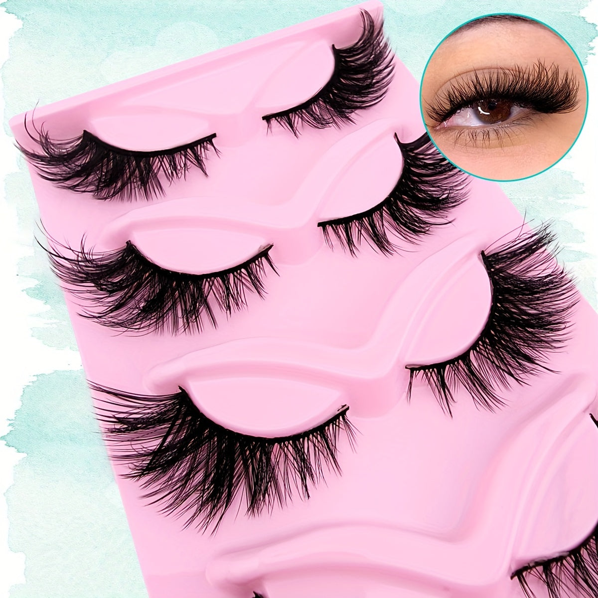 5 Pairs Fox Eye Lashes 24mm Wispy Faux Mink Lashes